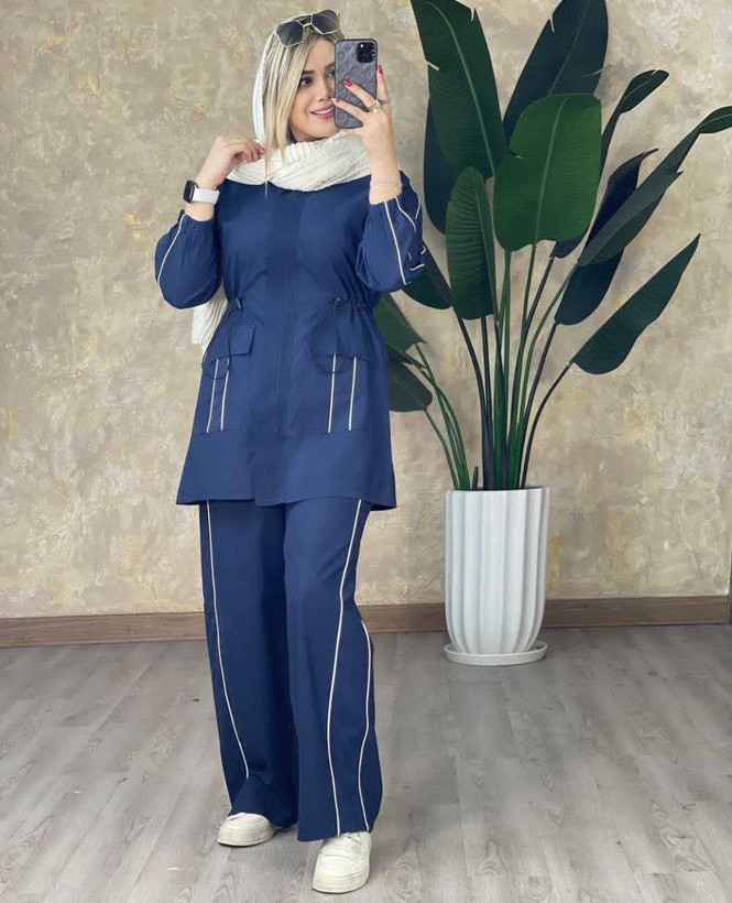 ست مانتو شلوار پاییزه چنس میکرو کجرا نوار دوزی شده