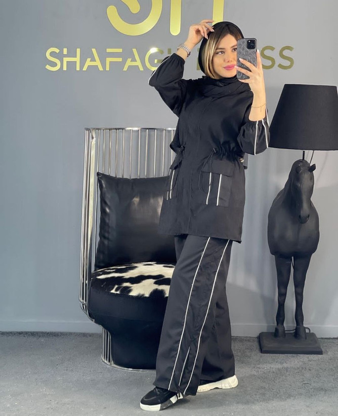 ست مانتو شلوار پاییزه چنس میکرو کجرا نوار دوزی شده