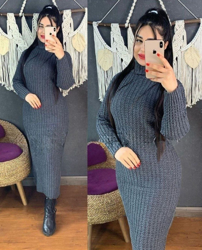 بافت ماکسی یقه اسکی بلند