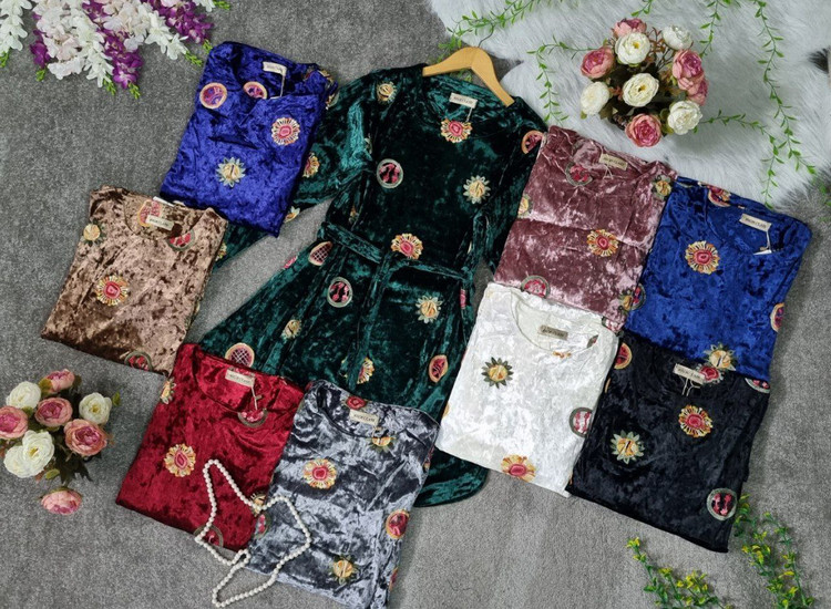 تونیک کاملیا مخمل خارجی درجه یک خامه دوزی شده