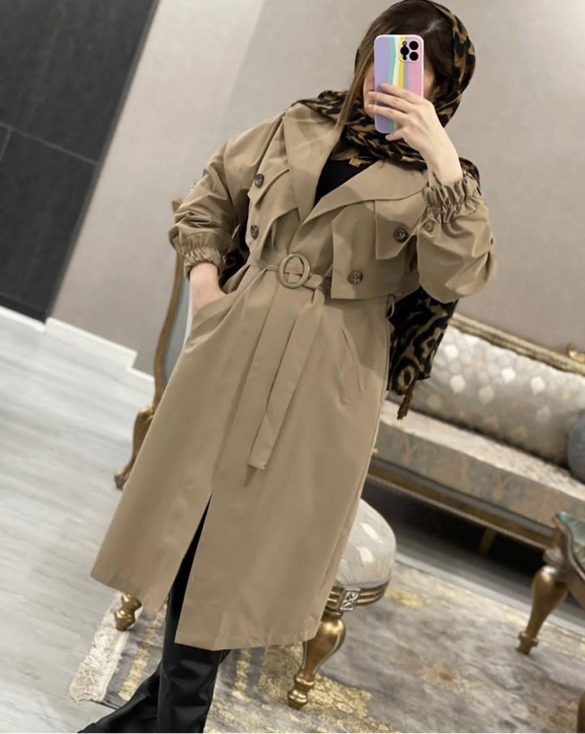 مانتو بارانی بلند مدل صحرا جنس تی سی