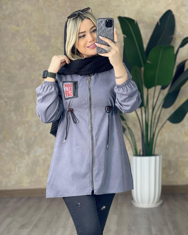 مانتو پاییزه کلاهدار کمر گت جنس میکرو کجراه