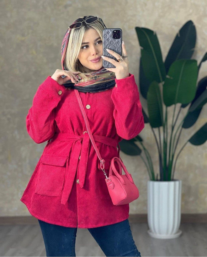 مانتو مخمل کبریتی ۳۴۵