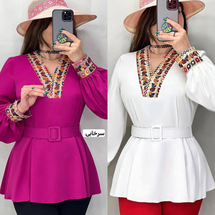 شومیز مجلسی یلدا جنس الیزه اعلا و خرج کار سوزن دوزی شده