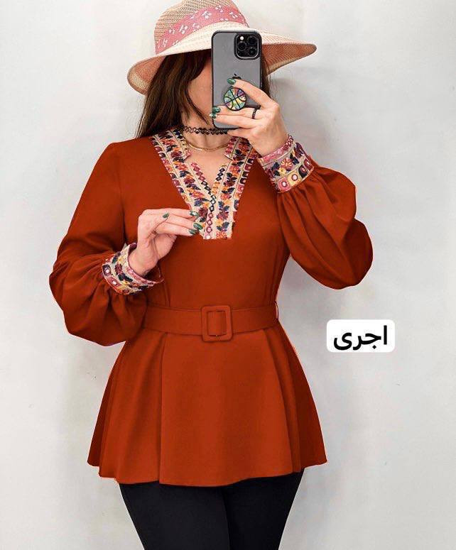 شومیز مجلسی یلدا جنس الیزه اعلا و خرج کار سوزن دوزی شده