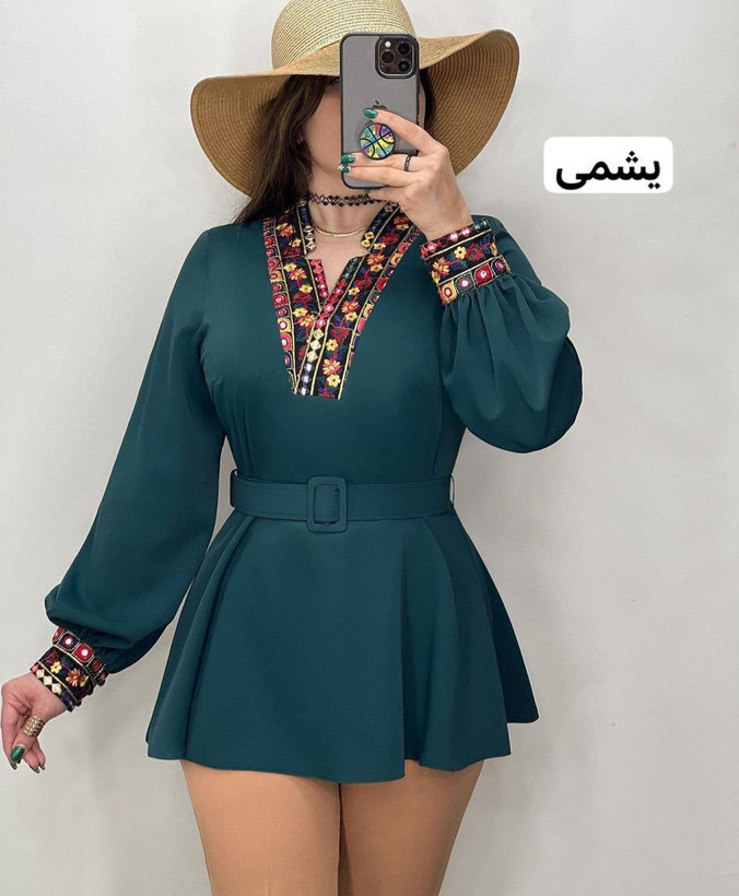 شومیز مجلسی یلدا جنس الیزه اعلا و خرج کار سوزن دوزی شده