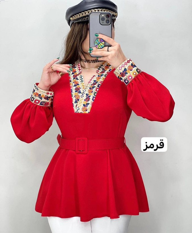 شومیز مجلسی یلدا جنس الیزه اعلا و خرج کار سوزن دوزی شده