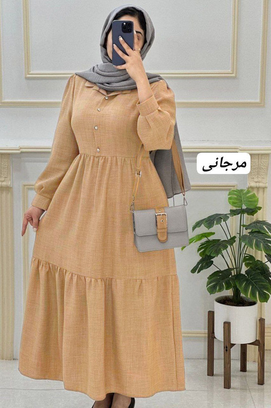 مانتو بلند پیراهنی جنس شانتون