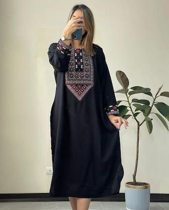 مانتو بلند مدل کتیبه جنس ابروبادی