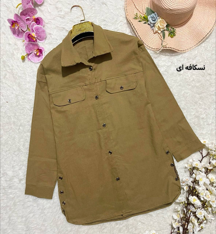 مانتو بغل دکمه کتان کش درجه یک