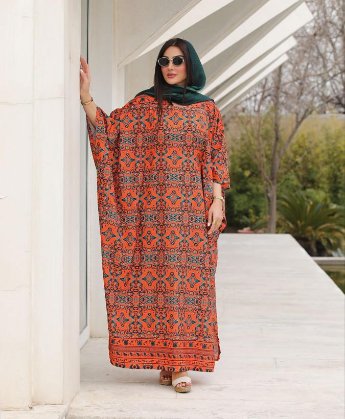 عبا رنگی طرحدار عیدانه جنس بوگاتی با کیفیت