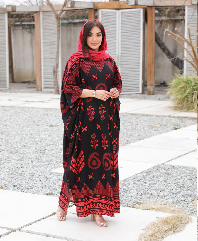 عبا رنگی طرحدار عیدانه جنس بوگاتی با کیفیت