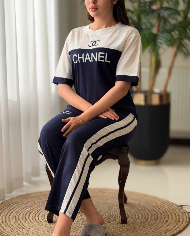 تیشرت شلوارورزشی عیدانه چنل جنس پنبه لاکرا