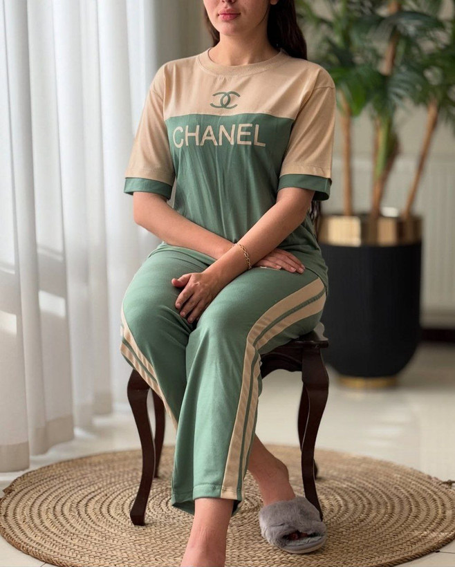 تیشرت شلوارورزشی عیدانه چنل جنس پنبه لاکرا