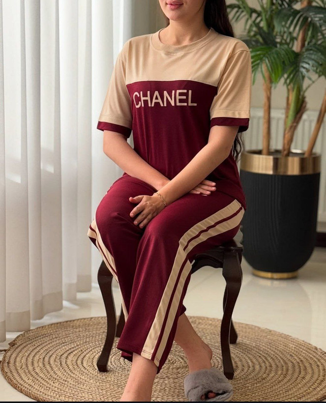 تیشرت شلوارورزشی عیدانه چنل جنس پنبه لاکرا