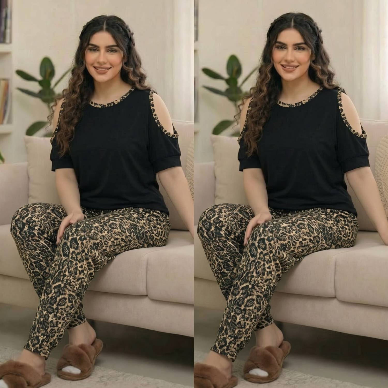 ست تیشرت شلوار مدل پرنس جنس ویسکوز کش