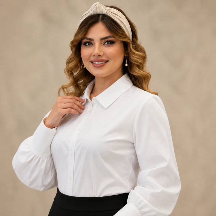 شومیز سفید تترون برای ست کردن زیر کت و جلیقه بسیار شیک تنخور عالی