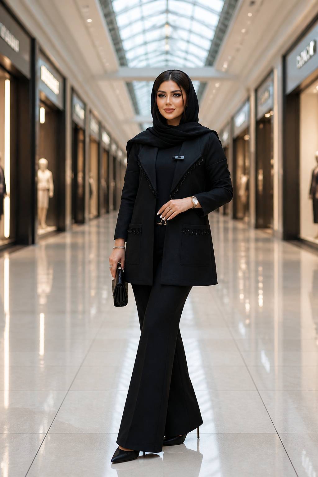مانتو شلوار زنانه مجلسی مدل یاقوت جنس مازراتی گرم بالا