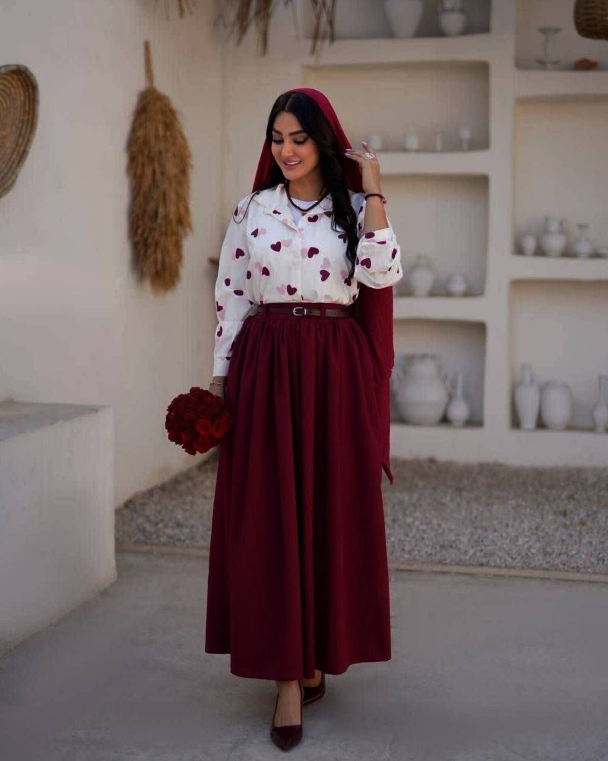 بلوز دامن مجلسی زنانه و دخترانه مدل قلبی گیسو جنس بوگاتی و مازراتی