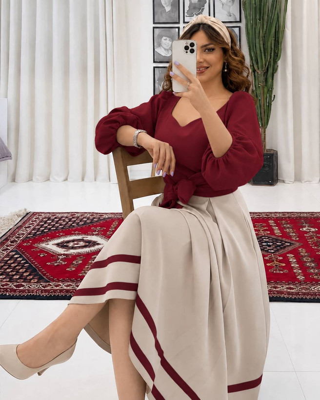 پیراهن مجلسی یلدایی مدل رویا جنس مازراتی نخ توییست درجه یک بسیار شیک تنخور عالی
