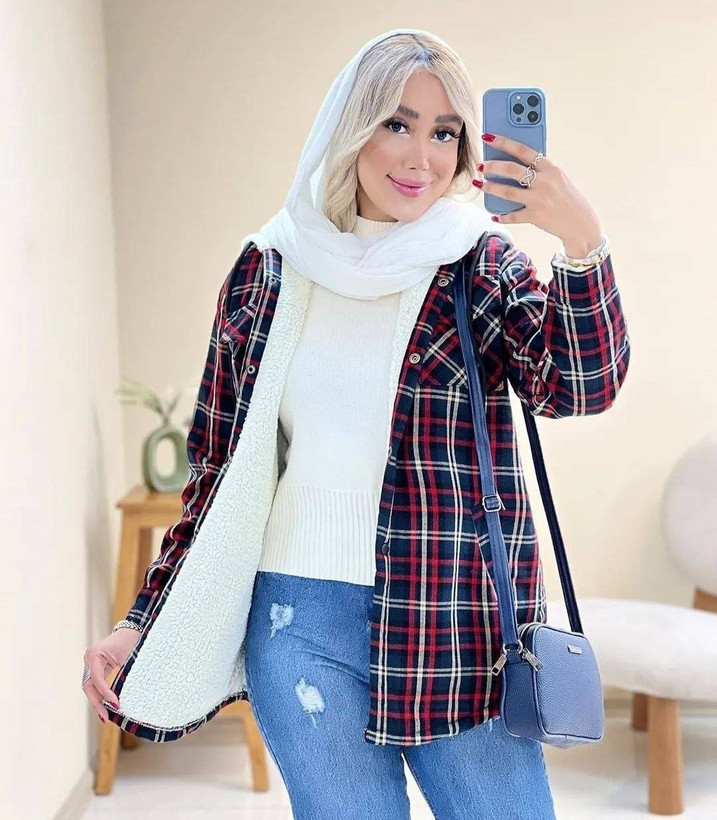شکت اسپرت زنانه و مردانه مدل گلاویژ جنس چهار خانه پشمی داخل ببعی دار