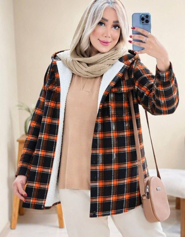 شکت اسپرت زنانه و مردانه مدل گلاویژ جنس چهار خانه پشمی داخل ببعی دار