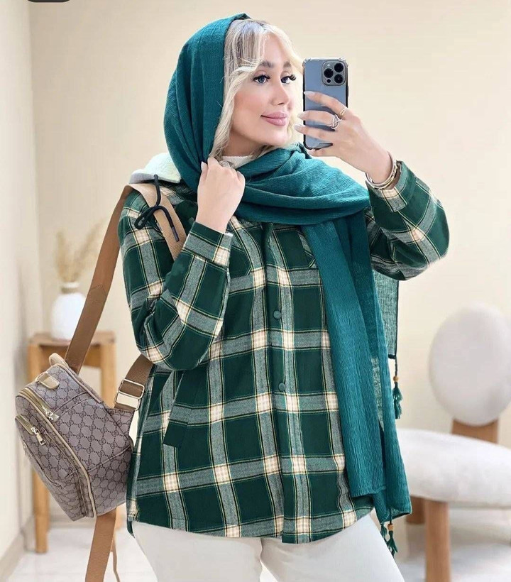 شکت اسپرت زنانه و مردانه مدل گلاویژ جنس چهار خانه پشمی داخل ببعی دار