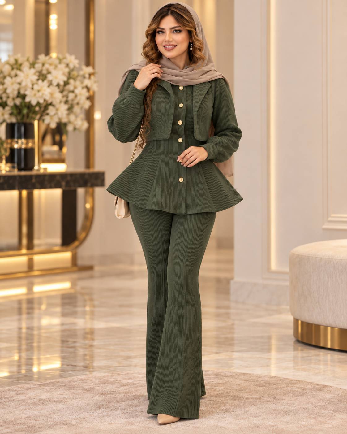 ست سه تیکه کت وست و شلوار مدل آیلین جنس کبریتی ریز بسیار شیک مناسب مجلس مهمونی و بیرونی