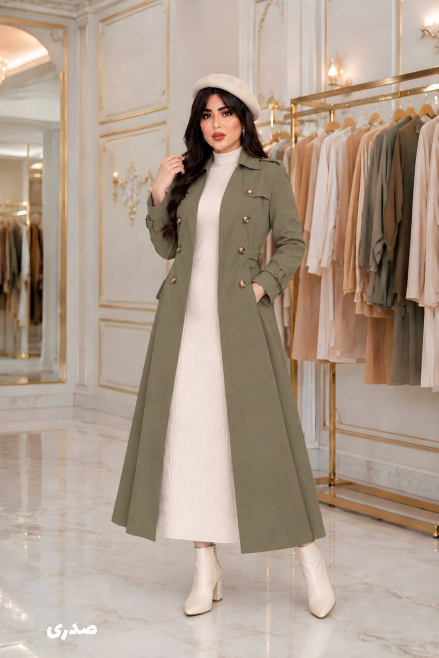 بارانی زنانه و دخترانه مدل صدف جنس کتان تی سی