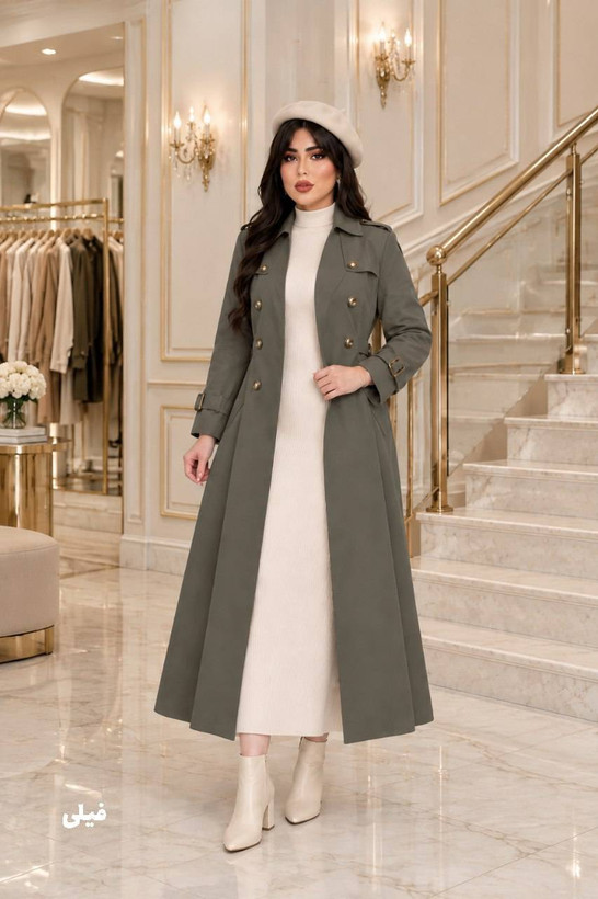 بارانی زنانه و دخترانه مدل صدف جنس کتان تی سی