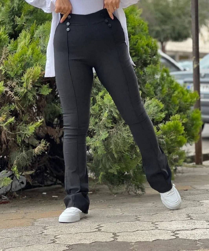 شلوار زنانه دمپا کتان کش طرح ۶ دکمه