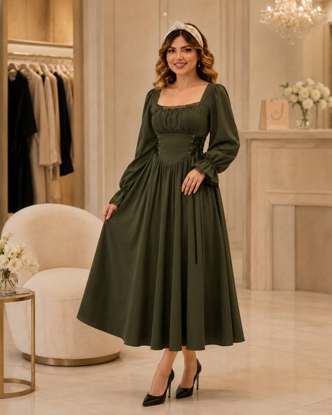 پیراهن عروسکی دخترانه و زنانه مدل شادی جنس الیزه فری سایز ۳۸ تا ۴۶ تنخور عالی بسیار شیک
